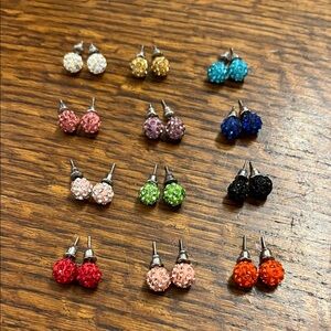 Vibrant Crystal Ball Stud Earrings Set